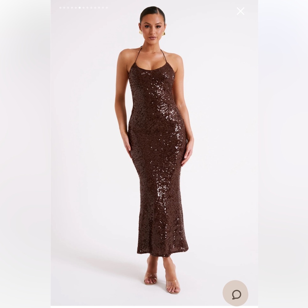 Briana sequin maxi dress- dark chocolate, Meshki, size XL, new with tags
